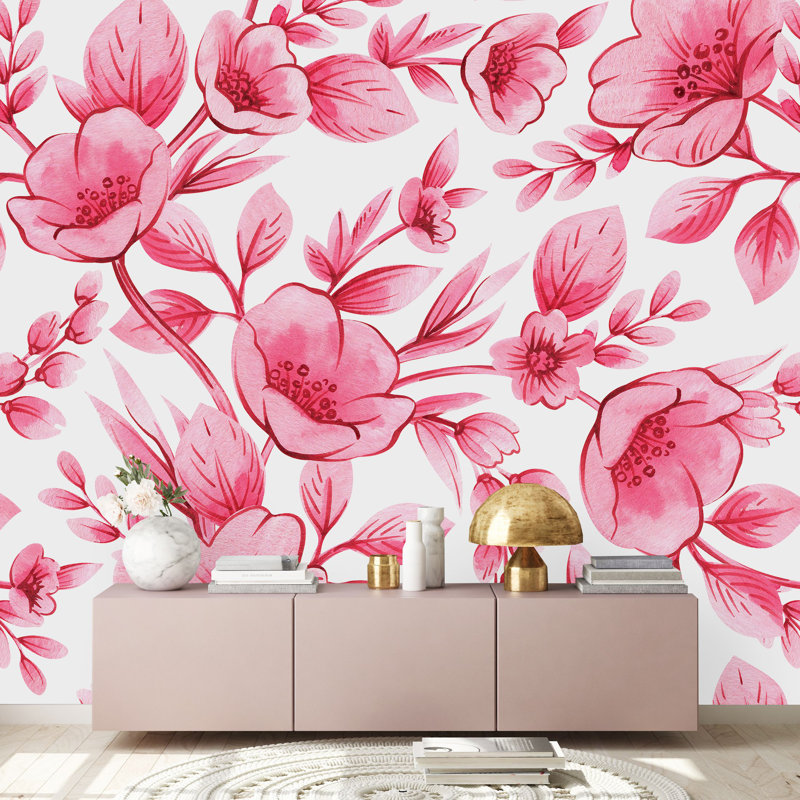 Floral Wall Mural, 125" W x 10.42" L