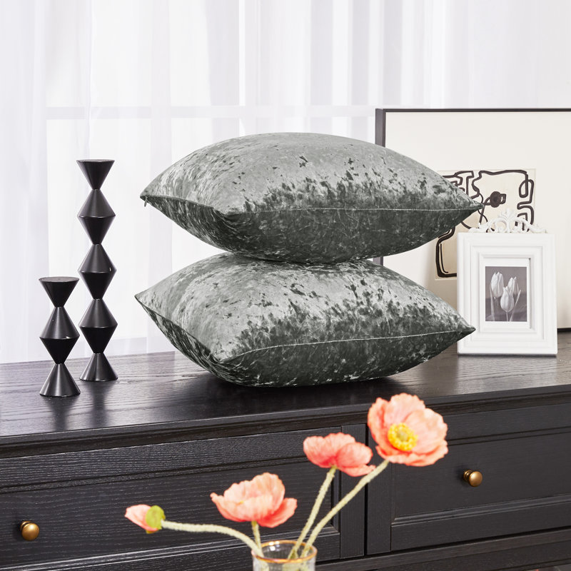 Gray Velvet Reversible 26" x 26" Pillow Covers