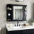 23.6 in. W x 31.5 in. H Black Rectangular Wooden Wall Mount Bathroom Storage with Mirror-655855753