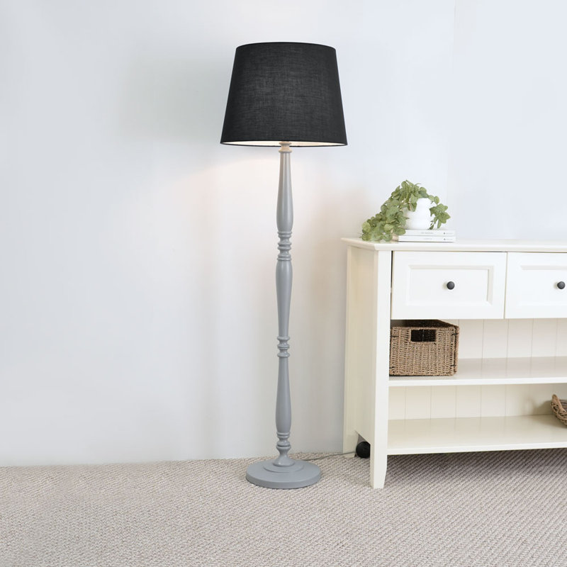Arialdo 156cm Traditional Floor Lamp, Matte Grey, Black