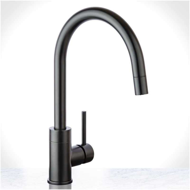 Mia 1.8 GPM Single Hole Pull Down Kitchen Faucet, Flat Black