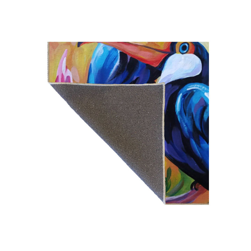 Tapis lavable à motif d'oiseaux doubles, Rectangulaire 3 pi 11 po x 5 pi 11 po