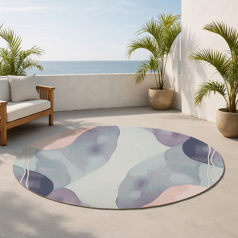 Tapis intérieur et extérieur Blush Breeze, Rond 5 pi
