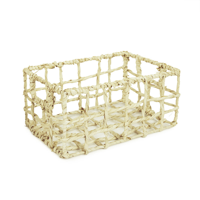 Hand Woven Wicker Decorative Basket, 6" H x 9" W x 13" D