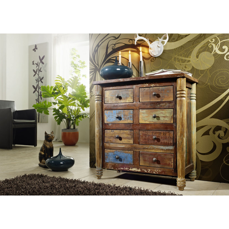 Fable Solid Wood 80cm W 8 - Drawer Chest of Drawers