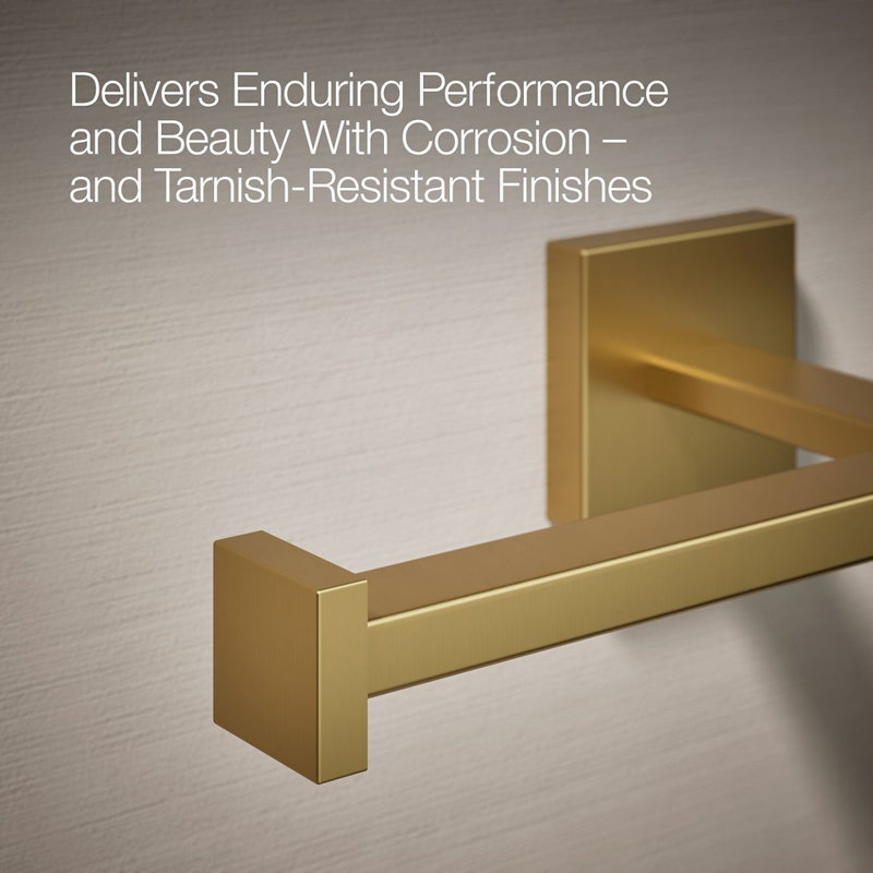 Square Double Toilet Paper Holder, Vibrant Brushed Moderne Brass