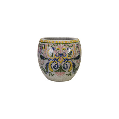 Large Terra-Cotta Planter With Floral Pattern