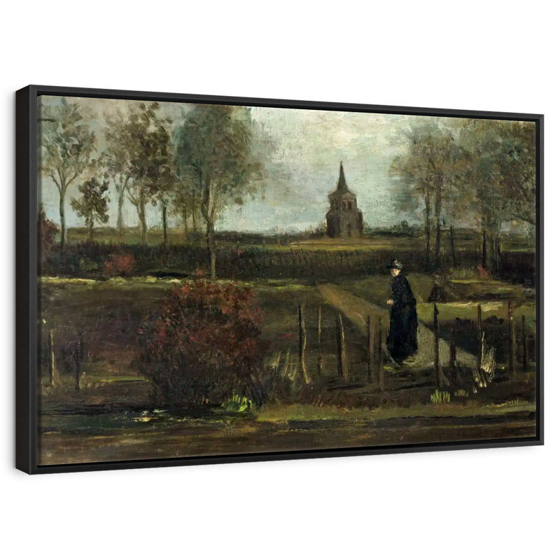 The Parsonage Garden At Nuenen, Floating Frame Black, 31" X 21"