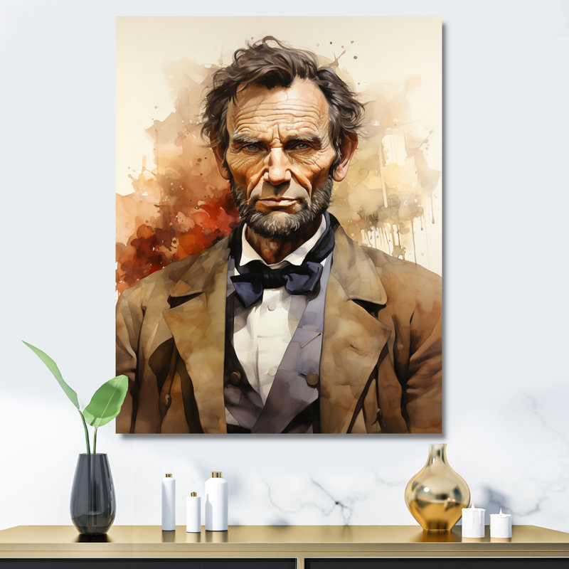«Abraham Lincoln President Portrait II», reproduction sur toile, H 32 po x l 16 po x P 1 po, Toile tendue