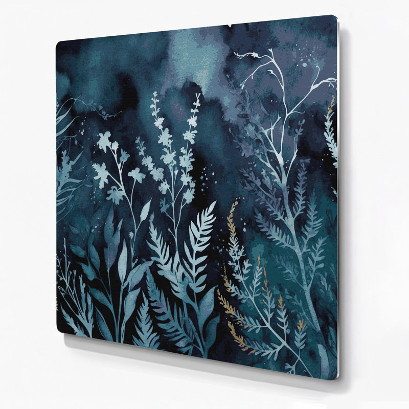 «Botanical Watercolor», art mural gris en métal, H 192 po x l 192 po x P 0,05 po