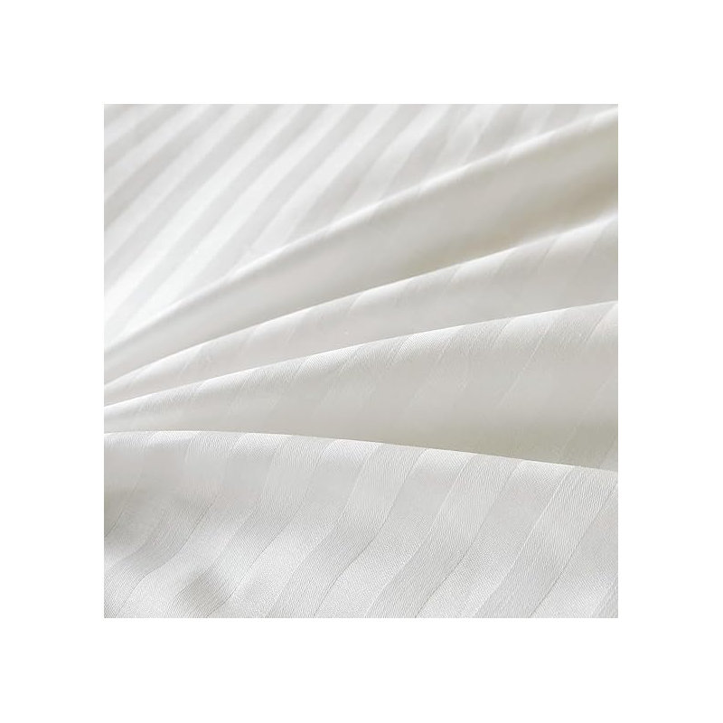 Stripe Duvet Cover with Pillowcase Egyptian Satin Cotton Hotel Quality No Closing Duvets