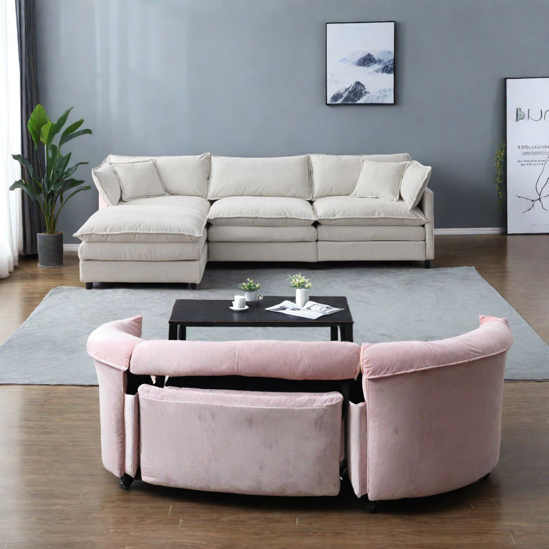 Comfortable Chenille Sectionals, Modular Large L Shape Sofa For Home