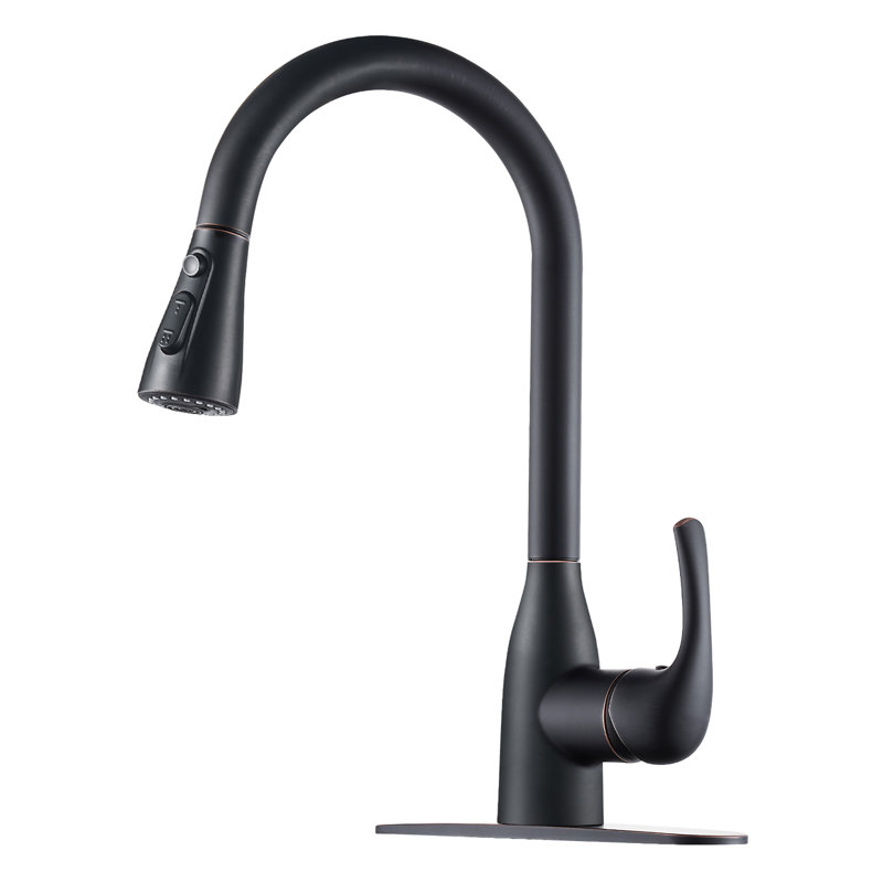 Robinet de cuisine à poignée simple avec douchette latérale Finish, Bronze huilé