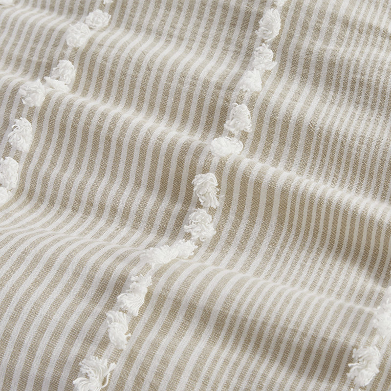 Édredon 3 pièces en coton teinté - rayures taupe