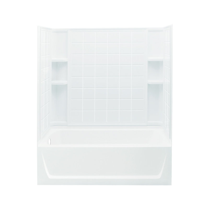 32'' W D Shower Base, High Gloss White, Right Hand