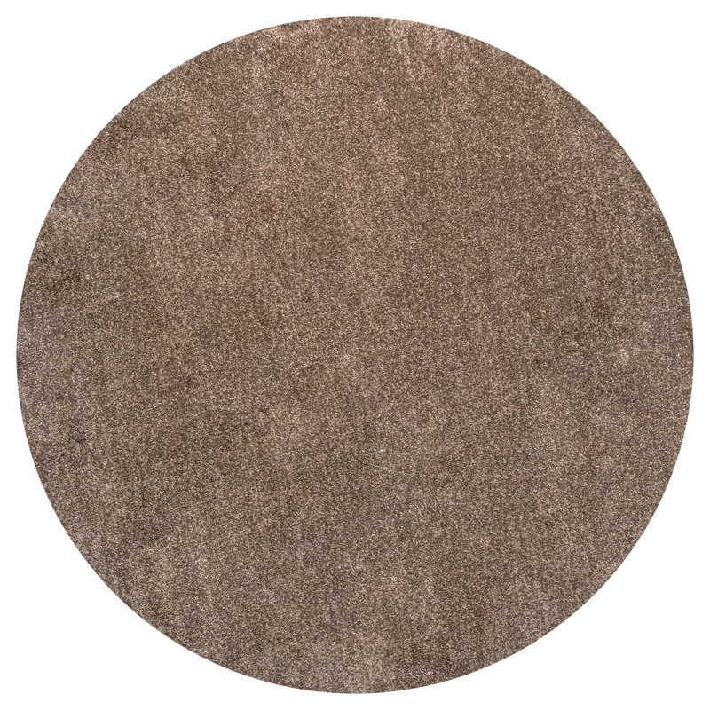 Antto Solid Low-Pile Brown Rug, Round 5'3"