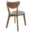 Chaises de salle à manger (de 2) - Finition noyer naturel et siège rembourré en tissu de style moderne Mid-Century gris