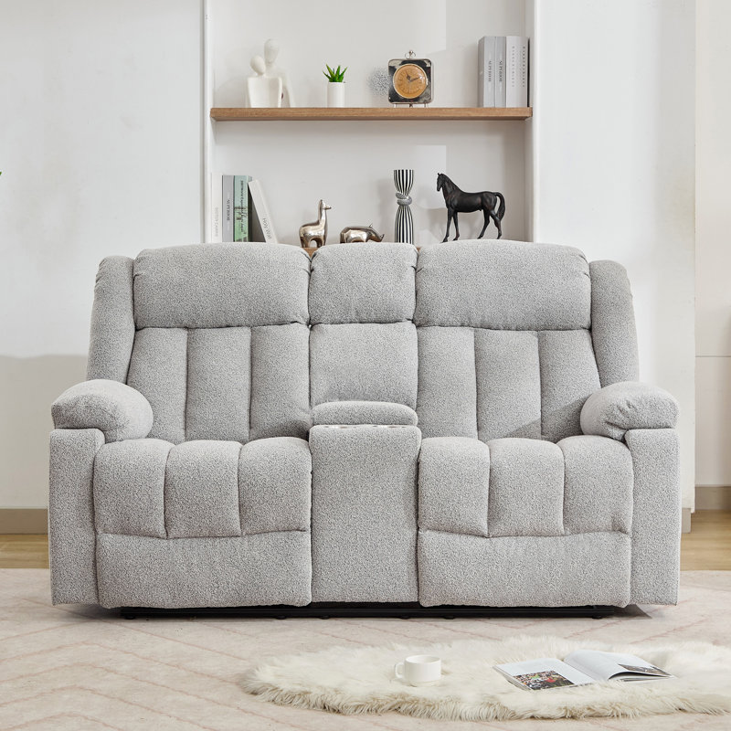 Berroa 2 Seat Recliner Sofa with Centre Console, Grey