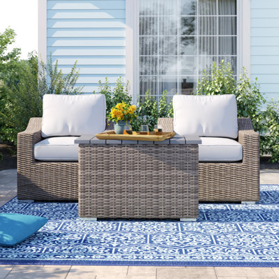 Dayse Rattan Wicker Fully Assembled 2 - Person Seating Group with Cushions