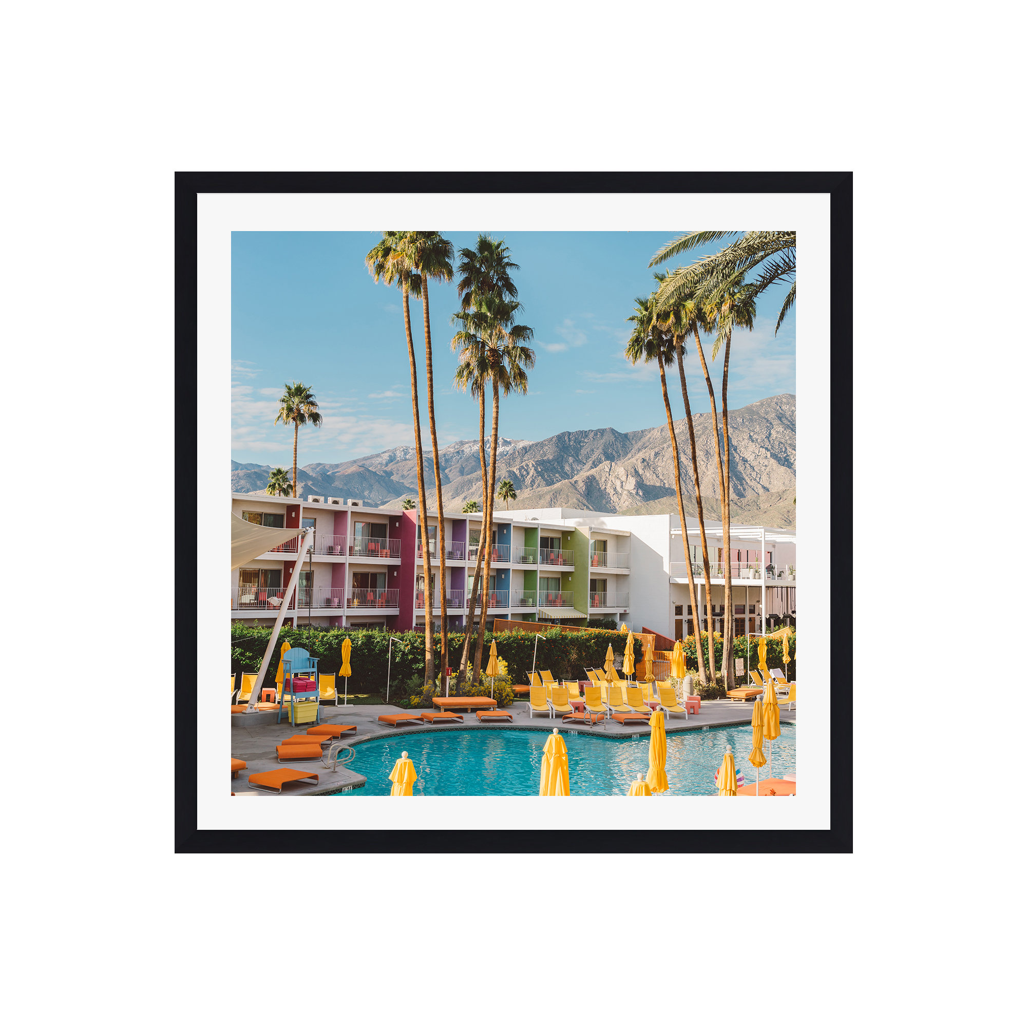 Palm Springs Pool Day VIII by Bethany Young Photography, Black Single Picture Framed, 20" W x 20" H, Yes