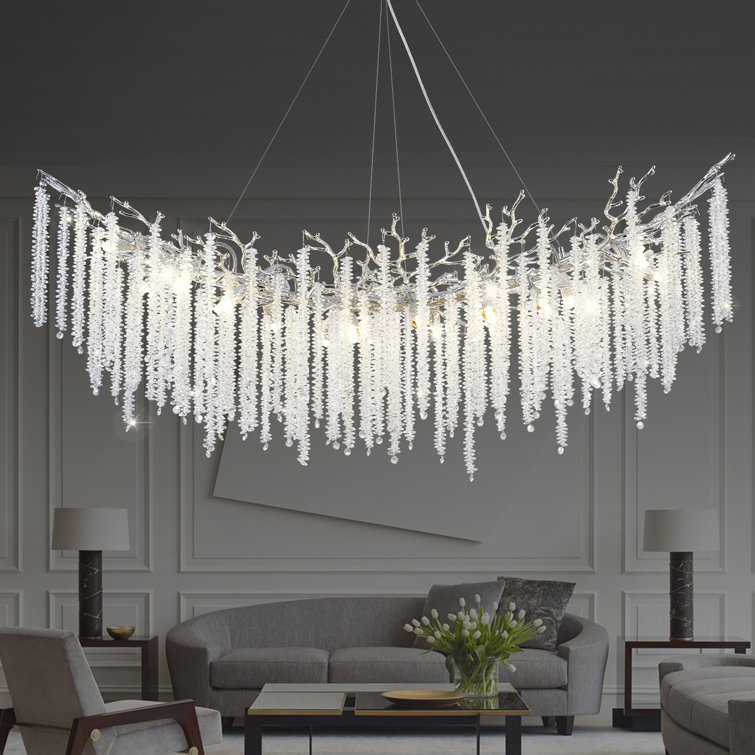 16 - Light Dimmable Tree Branch Chandelier With Crystal Accents
