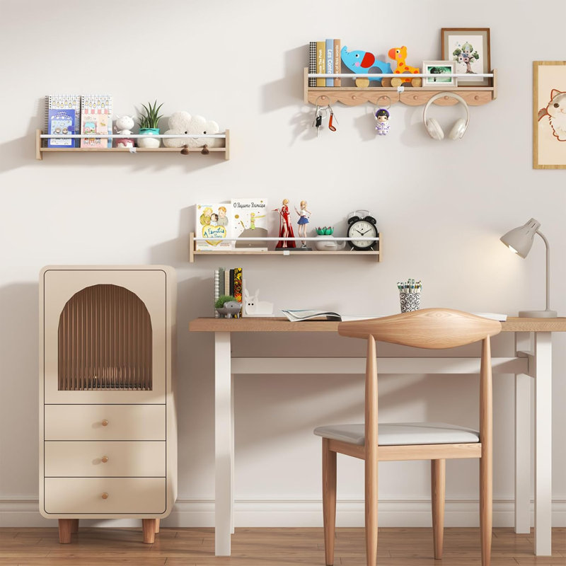 Wooden Floating Shelf  Coat Rack