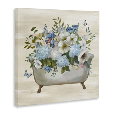 Full Hydrangea Bathtub Canvas Wall Art by Nan