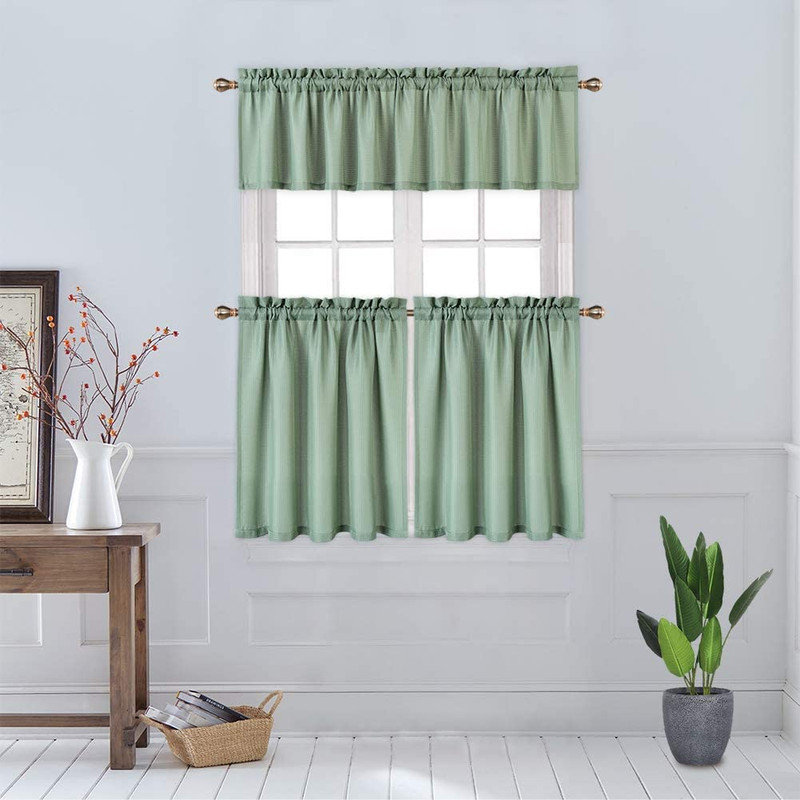 Rideaux de cuisine gaufrés Sage Green