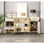Buffet 63 "moderne avec portes en bois fritté et portes cannelées en blanc et or