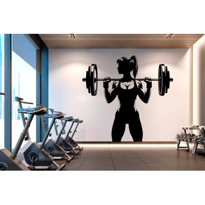 Adhésif décoratif pour salle de gym Home Gym Girl Power Fitness citation Decor Workout Art vinyle autocollants muraux pour salle de bain