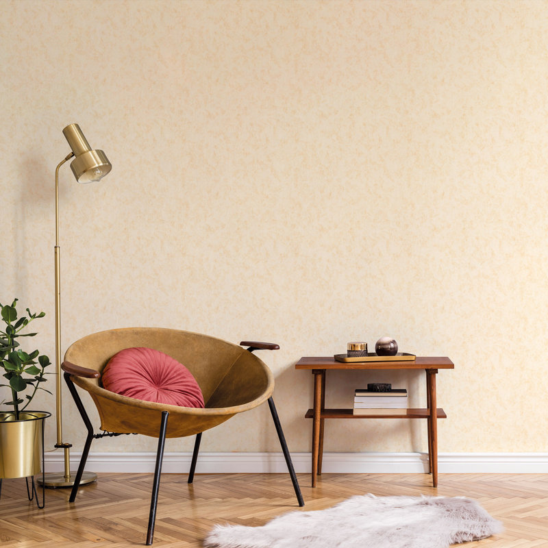 Mahesh 10m x 53cm Textured Satin Wallpaper Roll, Beige