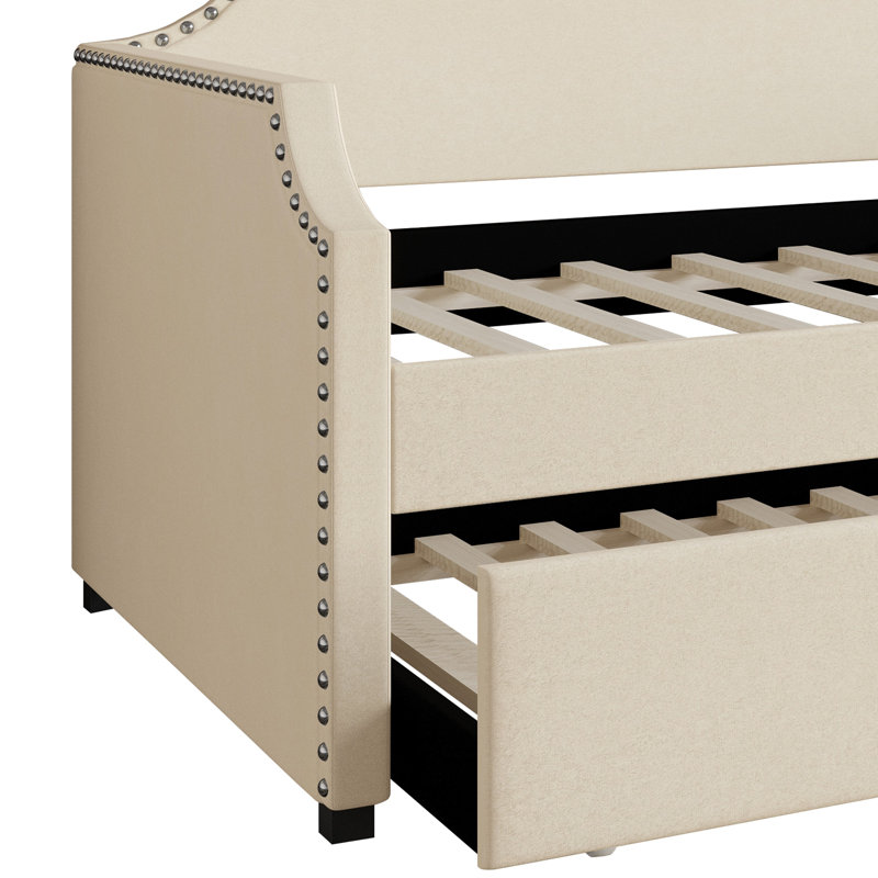 Gerrod Upholstered Twin Daybed, Beige