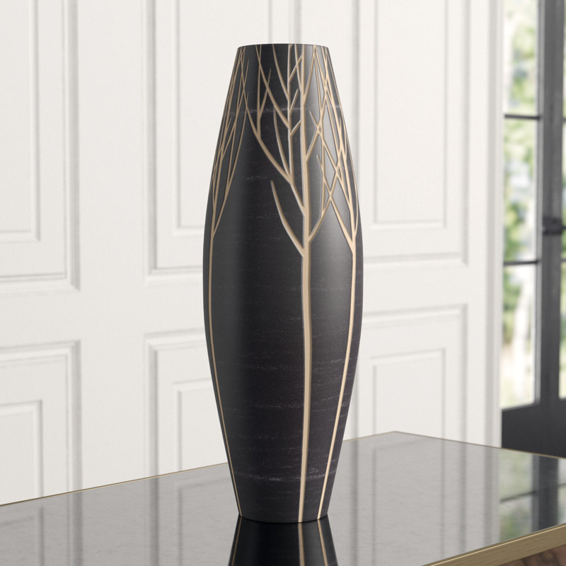 Onyx Winter Handmade Wood Floor Vase