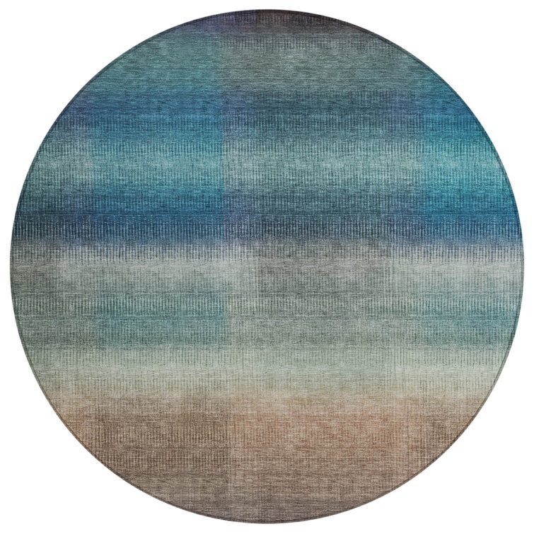 Machine Washable Indoor/Outdoor Xhevrie Blue Rug
