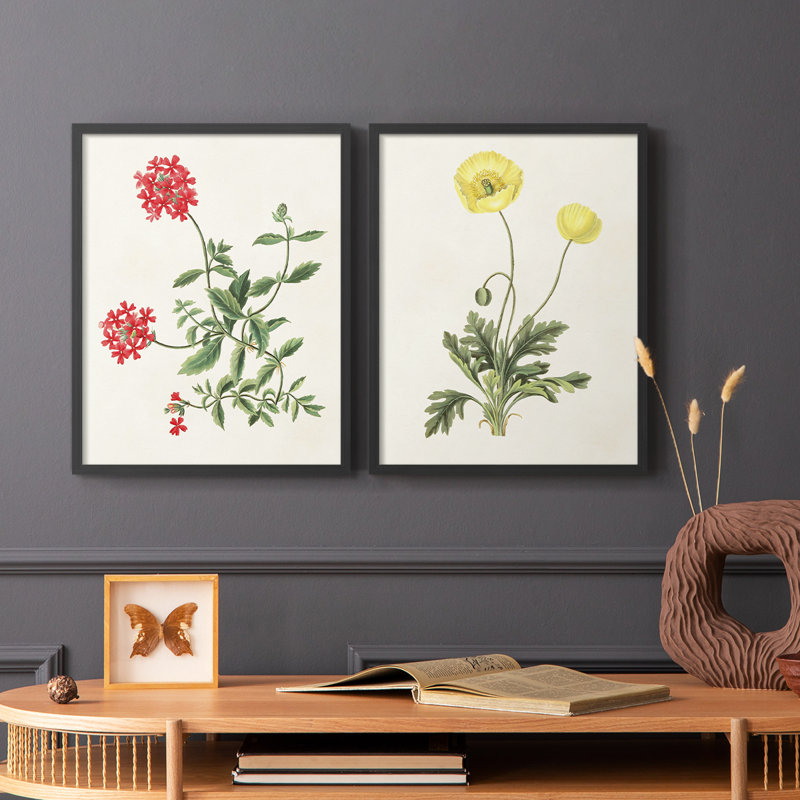 «Flowers of the Seasons», impression encadrée de qualité supérieure - prête à être accrochée - aucun clou requis - aucun clou requis