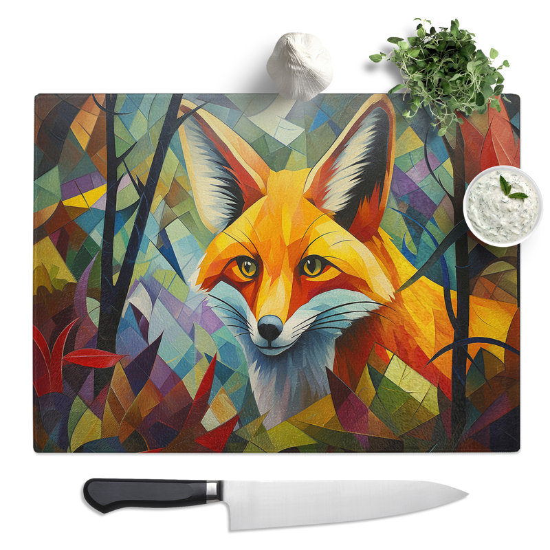 Fox Orphism  Glass Chopping Board