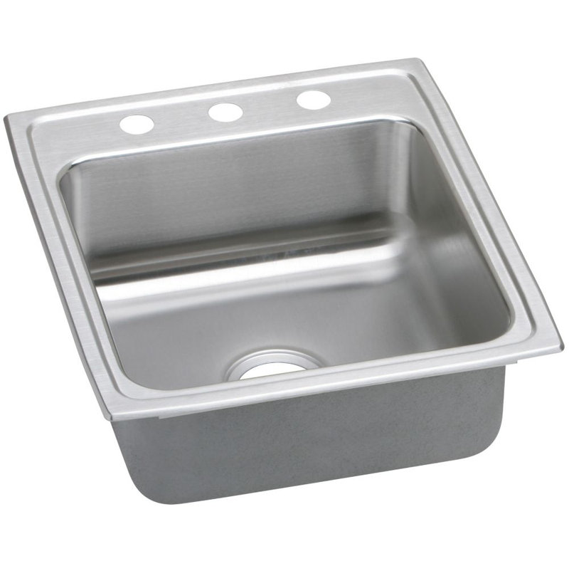 Évier de cuisine à montage sur plan L 33 po x l 22 po Lustertone, 3 trous, Chrome