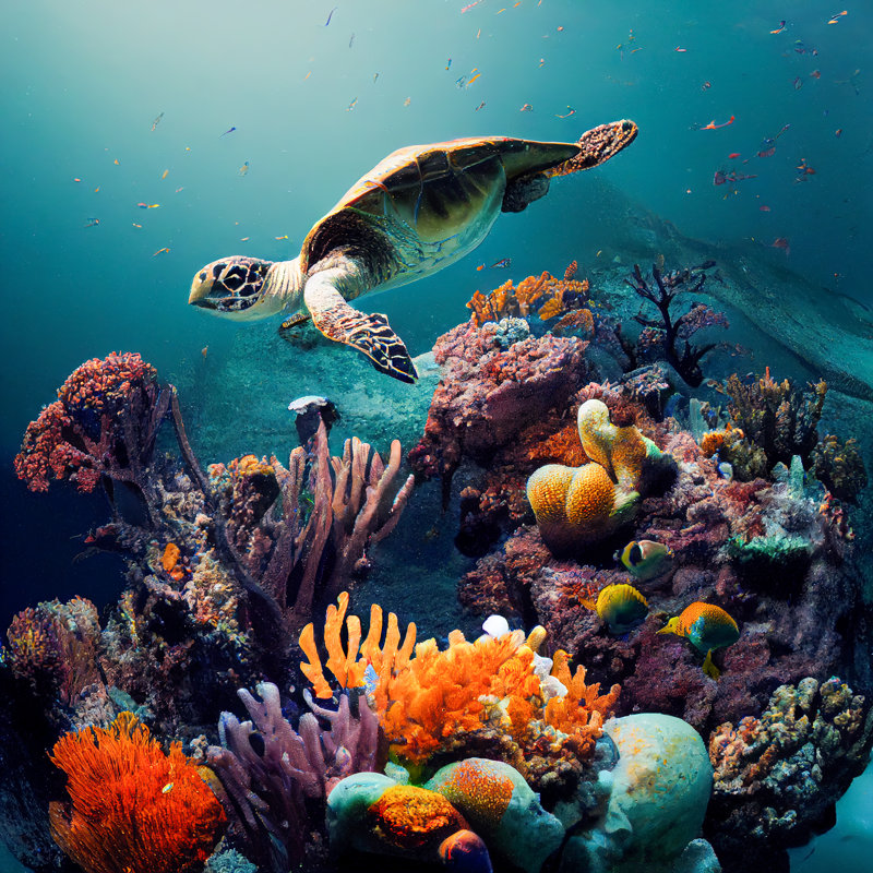 A Sea Turtle by Petesphotography - Wrapped Canvas Print, 91cm H x 91cm W