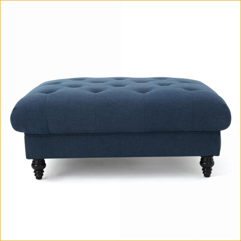 Repose-pieds | Carré classique capitonné 40,5 po | Bourgogne rouge & amp; Tissu crème | Bois manufacturé | Assemblage de la lumière | Salon | Repose-pieds | Tissu
