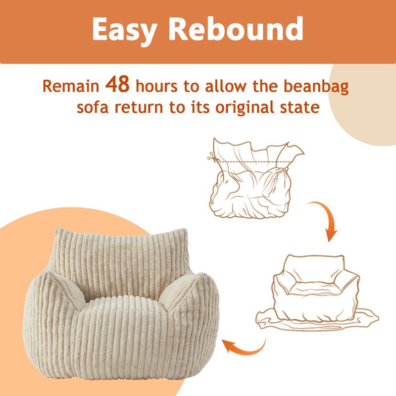 Fauteuils à billes géants pour adultes, Fausse fourrure beige