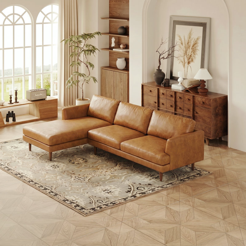 Canapé modulaire en cuir véritable 2 pièces, Left Hand Facing