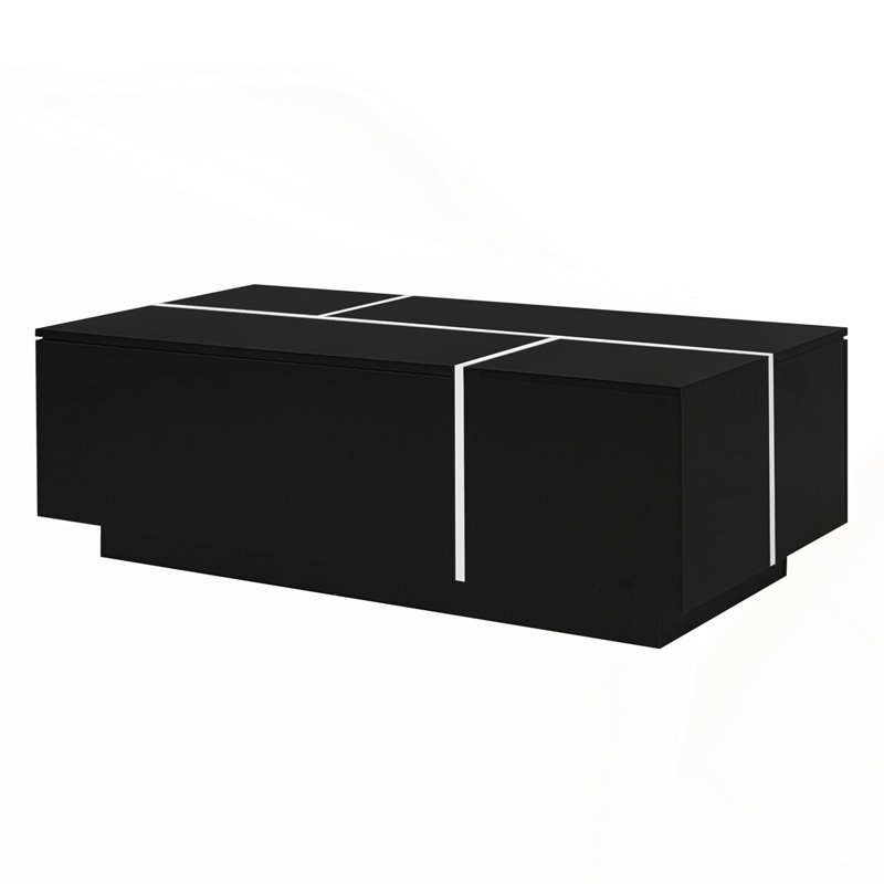 Table basse extensible de 47,2 po à 72,7 po, table basse multifonctionnelle avec finition ultrabrillante, table basse avec 2 espaces de rangement cachés et 2 tiroirs pour le salon