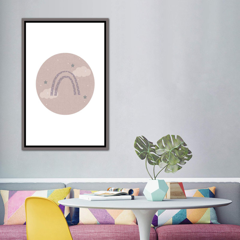 Décoration murale pour enfants, H 60 po x l 40po x P 1,5 po, Toile avec cadre gris foncé rustique