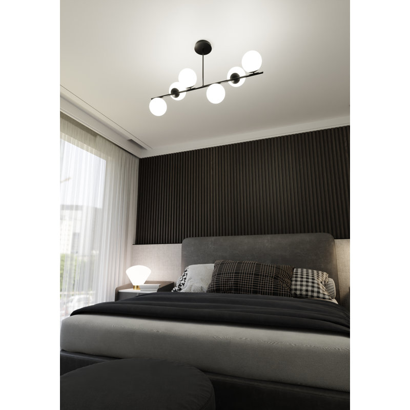 Gaen 6 - Light Kitchen Island Linear Pendant, Black