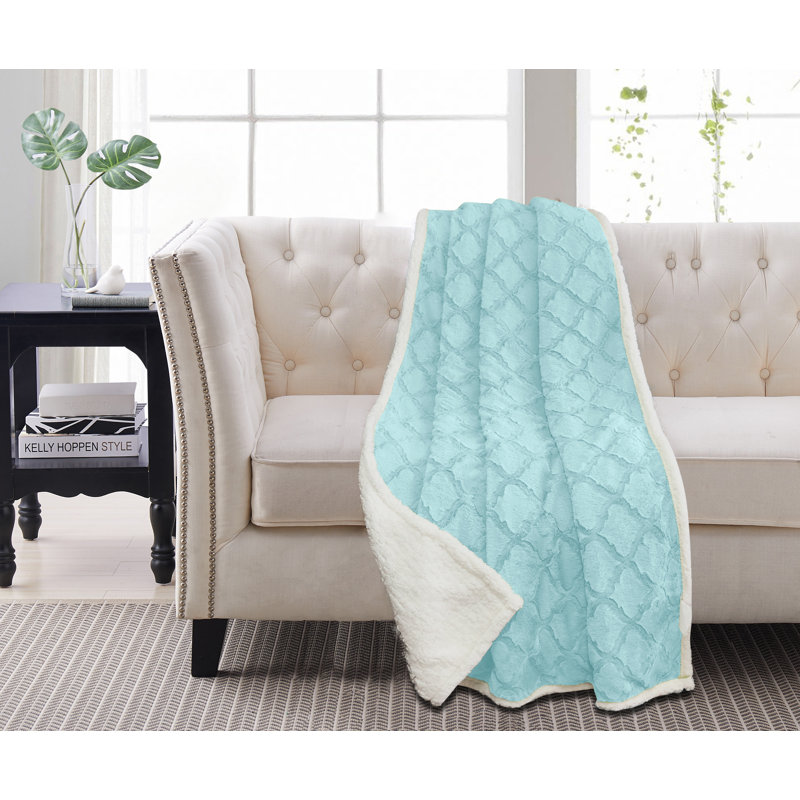 Jeté Sherpa Rev, Turquoise blanchi