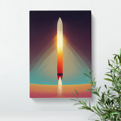 The Beaming Spaceship Rocket - Wrapped Canvas