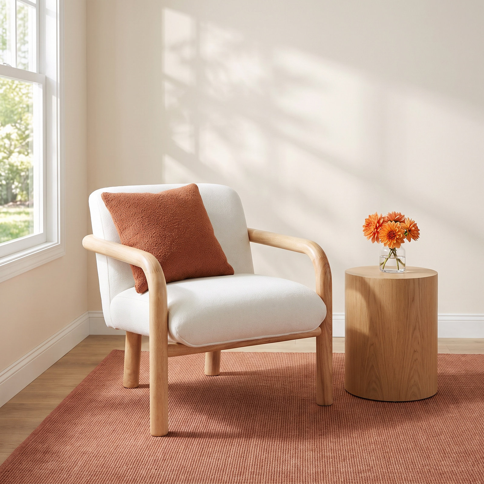 Reyer Boucle Armchair, Ivory