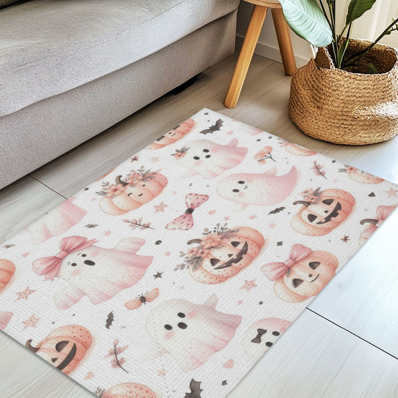 Tapis tressé Ghostly Gourd Parade, Rectangulaire 3 pi x 5 pi