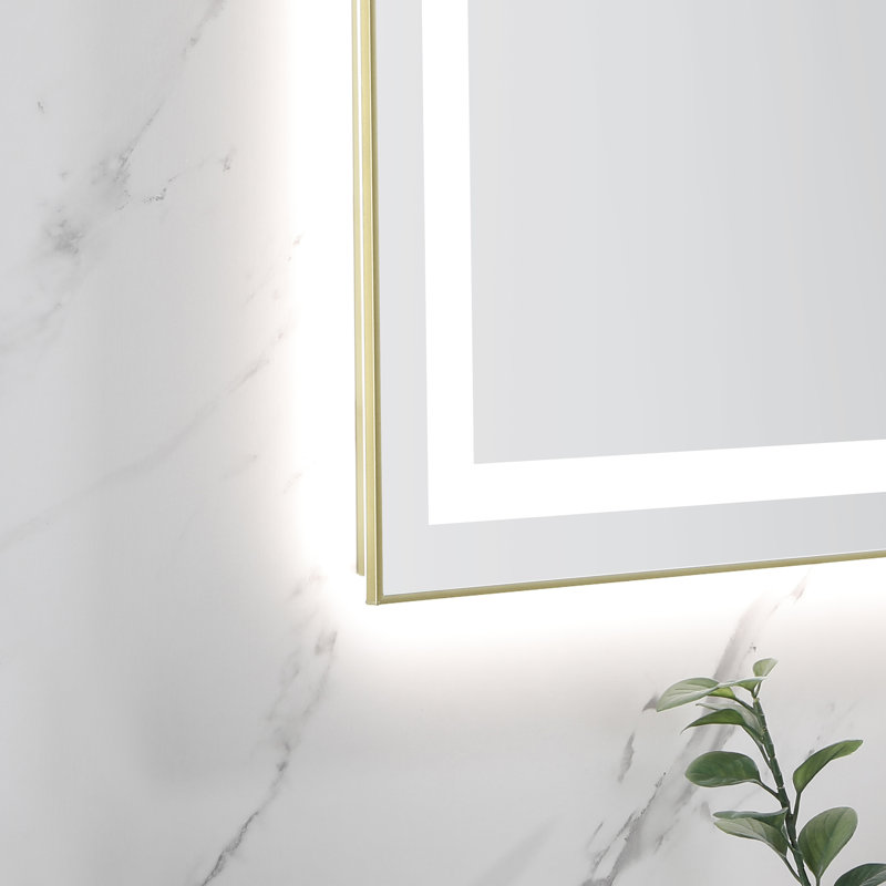 Miroir de salle de bain DEL, Métal industriel cendré, 96 po x 36 po
