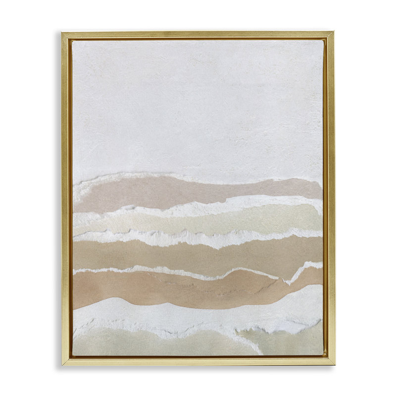 «Desert Dunes Abstraction Floater», art mural sur toile par Carol Robinson, Cadre flottant métallique doré, H 31 po x l 25 po